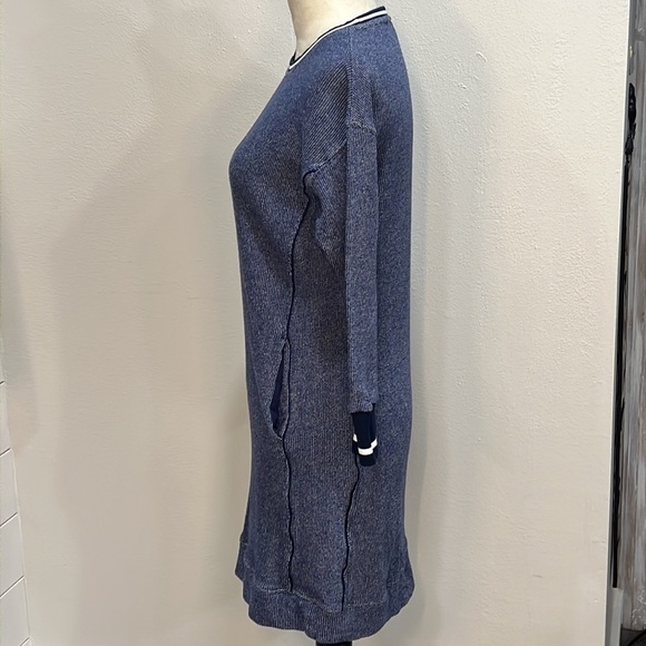 VINEYARD VINES SWEATSHIRT DRESS SZ XXS NAVY WHITE MARLED COTTON STRETCHY - Picture 2 of 12
